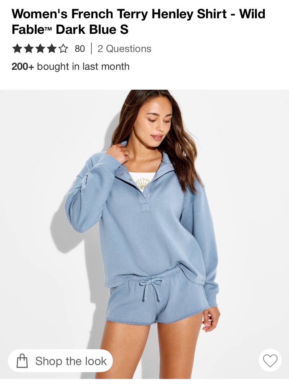 wild fable Women's Dusty Blue Snap-Button Pullover Sweatshirt
